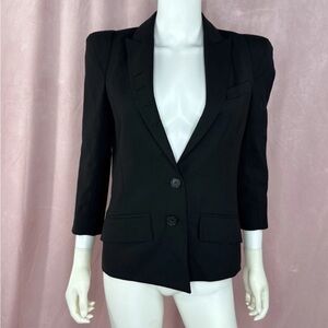 Smythe Womens Black Wool Blazer Size 4 Puff Shoulder